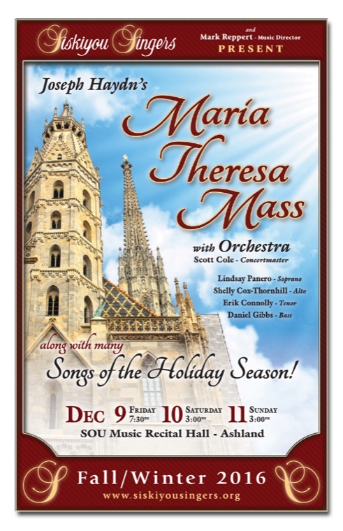 Concert program cover — Joseph Haydn’s María Theresa Mass, December 9, 10, and 11, 2016