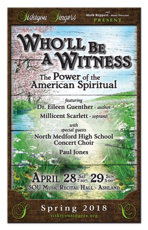 Concert program cover — Who’ll Be a Witness — The Power of the American Spiritual, April 28 and 29, 2018