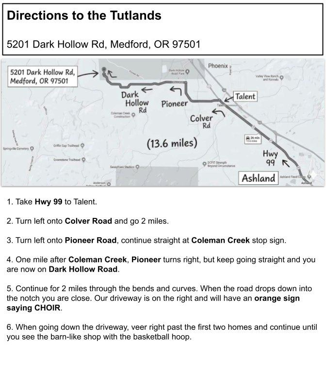 Directions to the Tutlands