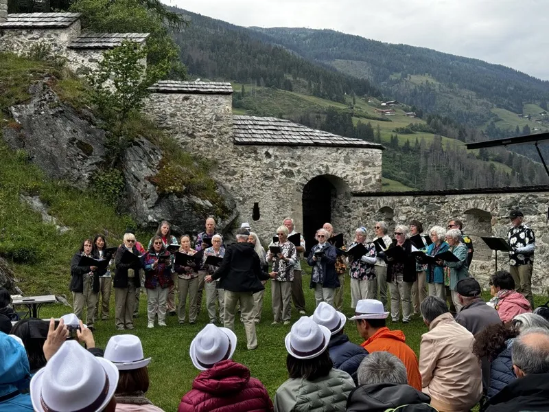 Siskiyou Singers performing at a castle in Italy
